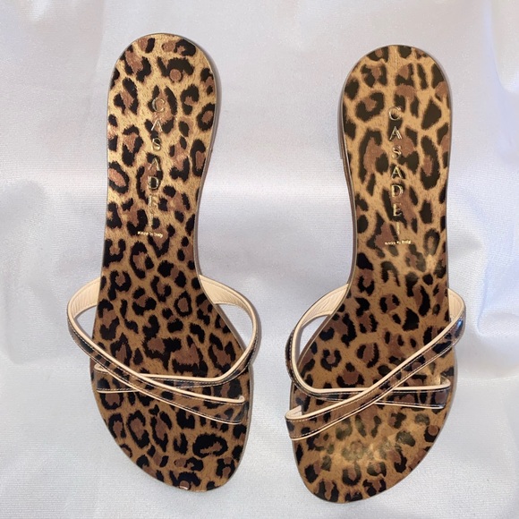 Casadei Leather Leopard Sandals - Picture 2 of 4